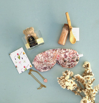 Mother's Day Spa Gift Box, Self Care Kit Gift From Daughter, Soy Candle / Eye Sleep Mask / Bath Salts And Mom Charm Necklace