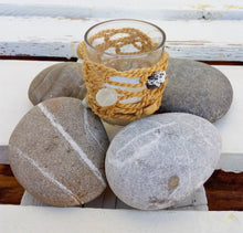 Load image into Gallery viewer, Nautical Glass Tealight Candle Holder With Burlap Cord And Seashells
