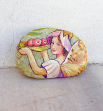 Load image into Gallery viewer, Hand Painted Rock With Lavender Fairy, Small Painting On Pebble
