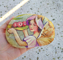 Load image into Gallery viewer, Hand Painted Rock With Lavender Fairy, Small Painting On Pebble
