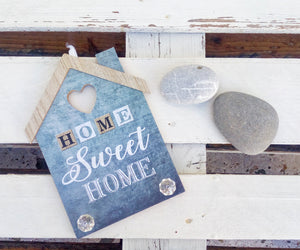 Home Sweet Home Wooden Sign With 2 Hangers, Entryway Key Holder For Wall