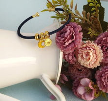 Load image into Gallery viewer, Personalized Crescent Moon Bangle Bracelet, Adjustable Layering Bracelet With Moon Phase

