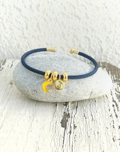 Load image into Gallery viewer, Personalized Crescent Moon Bangle Bracelet, Adjustable Layering Bracelet With Moon Phase

