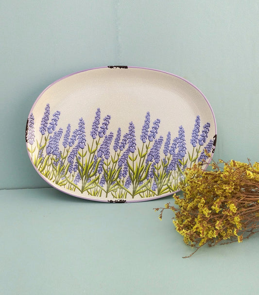 Lavender Ceramic Platter, French Country Style Table Centerpiece