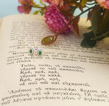 Load image into Gallery viewer, Emerald Green Enamel Tiny Stud Earrings
