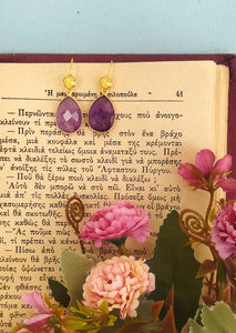 Amethyst Teardrop Bridesmaid Earrings, Lavender Wedding Theme Proposal Box For Maid Of Honor