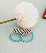 Load image into Gallery viewer, Large Circle Stud Earrings, Turquoise Blue Geometric Earrings
