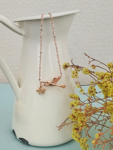 Dainty Rose Gold Stork Necklace, Baby On The Way Baby Shower Gift For Expecting Mom