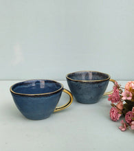 Load image into Gallery viewer, Extra Large Stoneware Mug, Eclectic Porcelain Mugs With Gold Handle
