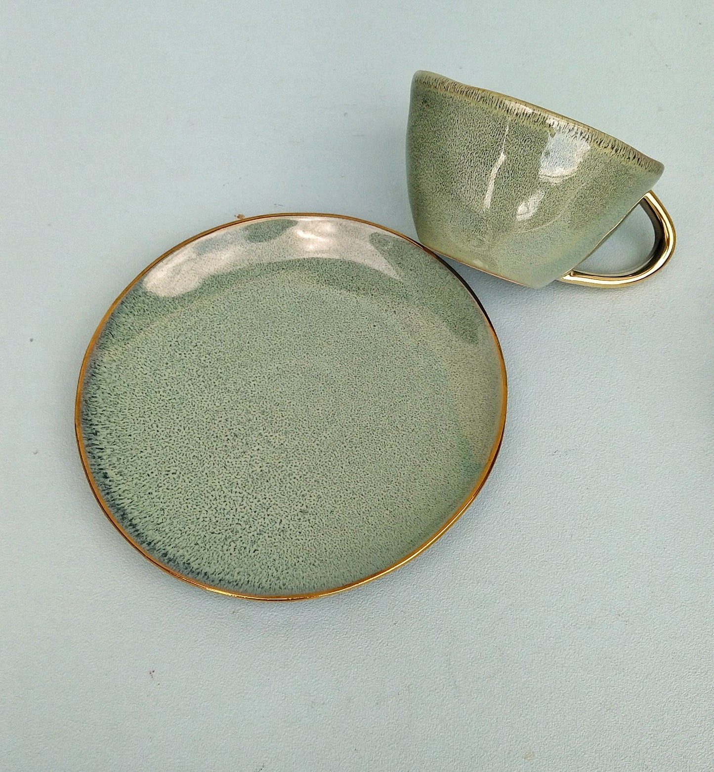 Extra Large Stoneware Mug, Eclectic Porcelain Mugs With Gold Handle