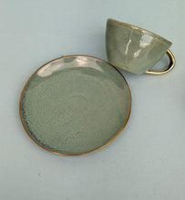Load image into Gallery viewer, Gold Ceramic Rimmed Plates, Fine Porcelain Small Plates
