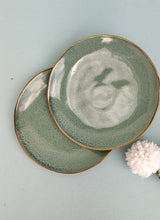 Load image into Gallery viewer, Gold Ceramic Rimmed Plates, Fine Porcelain Small Plates
