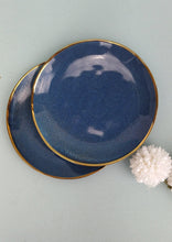 Load image into Gallery viewer, Gold Ceramic Rimmed Plates, Fine Porcelain Small Plates
