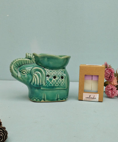 Ceramic Elephant Oil Diffuser, Wax Melter Gift Set With Soy Wax Melts