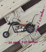 Load image into Gallery viewer, Black Miniature Motorcycle, Retro Collectible Metal Motorcycle With Helmet
