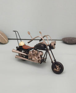 Black Miniature Motorcycle, Retro Collectible Metal Motorcycle With Helmet