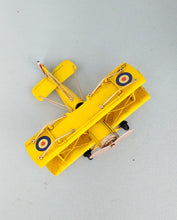 Load image into Gallery viewer, Retro Metal Airplane, Miniature Yellow Biplane, Pilot Dad Gift For Father&#39;s Day
