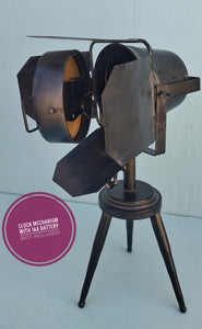 Theater Spot Light Table Clock, Industrial Analog Clock