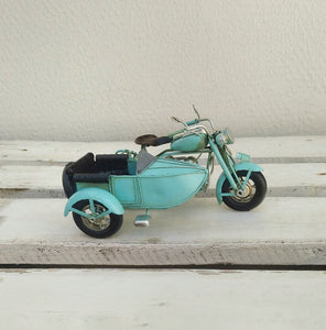 Light Blue Motorcycle With Sidecar