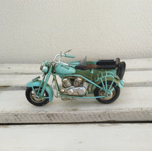 Load image into Gallery viewer, Light Blue Motorcycle With Sidecar
