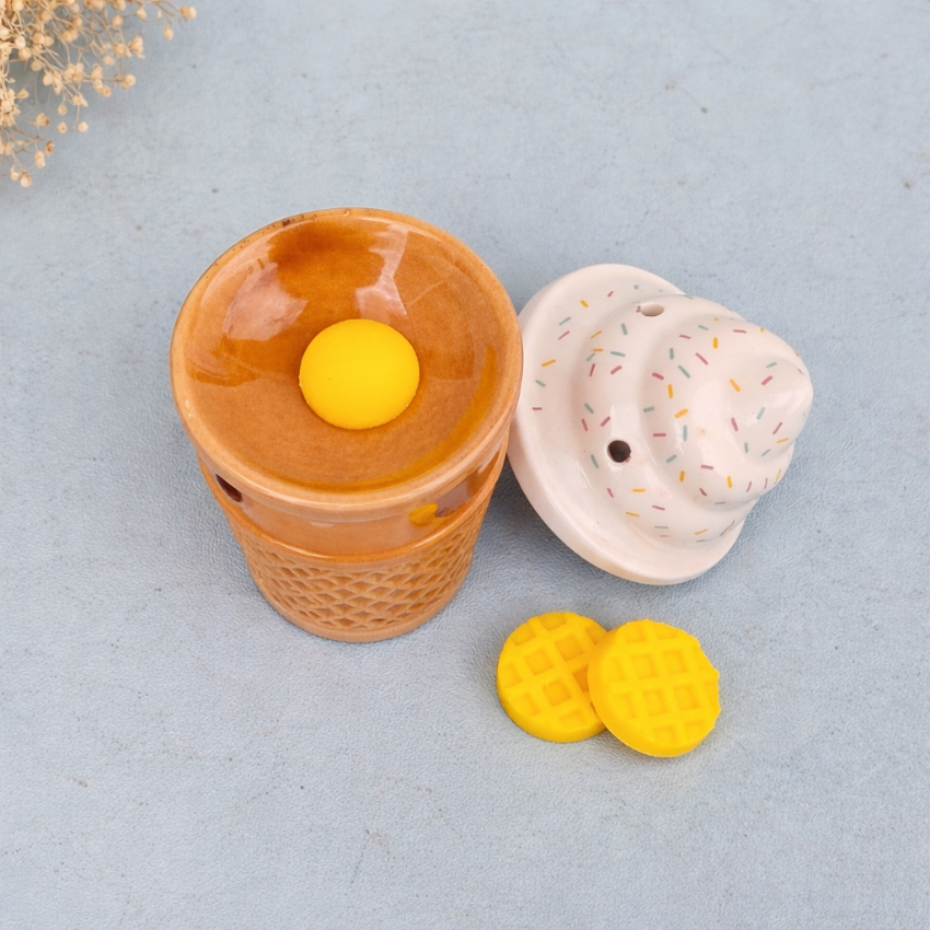 Ceramic Ice Cream Essential Oils Diffuser, Soy Wax Melts And Wax Melter Gift Set, Kawaii Aromatherapy Gifts for Home