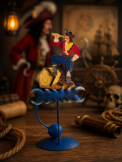 Pendulum Metal Pirate Treasure Chest, Retro Style Collectible Toy, Never Neverland Theme Baptism Decorations