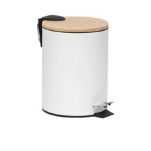 Load image into Gallery viewer, Bamboo Bathroom Set, Metal Bathroom Trash Can With Bamboo Cover, Modern Bath Decor
