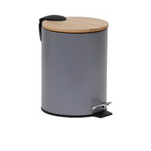 Load image into Gallery viewer, Bamboo Bathroom Set, Metal Bathroom Trash Can With Bamboo Cover, Modern Bath Decor
