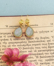 Load image into Gallery viewer, Bridesmaid 22K Gold Earrings, Teardrop Gemstone Earrings For Minimalist Wedding
