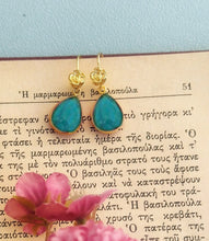 Φόρτωση εικόνας στο εργαλείο προβολής Συλλογής, Bridesmaid 22K Gold Earrings, Teardrop Gemstone Earrings For Minimalist Wedding
