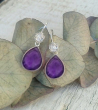 Load image into Gallery viewer, Amethyst Teardrop Bridesmaid Earrings, Lavender Wedding Theme Proposal Box For Maid Of Honor
