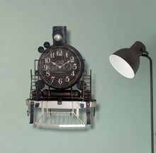 Load image into Gallery viewer, Steam Train Metal Wall Clock, Unique Wall Mounted Clock And Metal Coat Hanger
