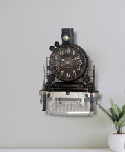 Load image into Gallery viewer, Steam Train Metal Wall Clock, Unique Wall Mounted Clock And Metal Coat Hanger
