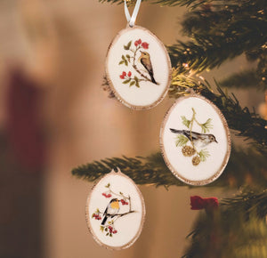 Christmas Tree Bird Ornaments, Porcelain Hanging Ornament