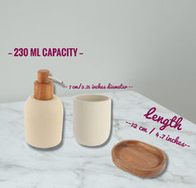 Load image into Gallery viewer, Soap Dispenser Toothbrush Holder And Soap Dish, Cement And Acacia Wood Bathroom Set Active
