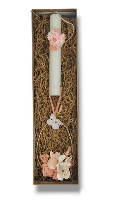 Easter Candle Floral Egg with Bunny