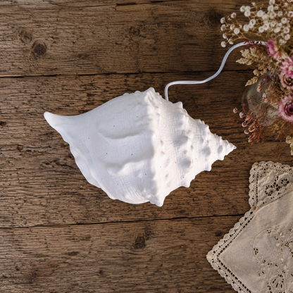 Porcelain Conch Shell Table Lamp, Ocean Theme Nursery Decor, Nautical Beach House Night Light