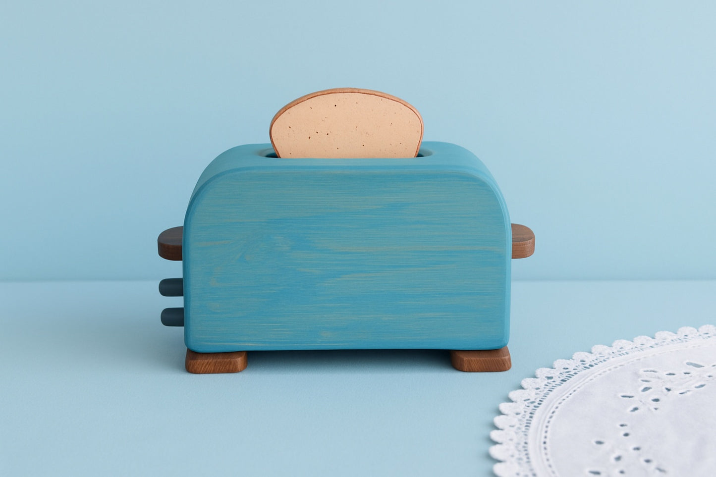 Ceramic Coasters Set of 4, Retro Wooden Toaster with Toast-Shaped Coasters, Quirky Housewarming Gift, Funny Coffee Table Decor