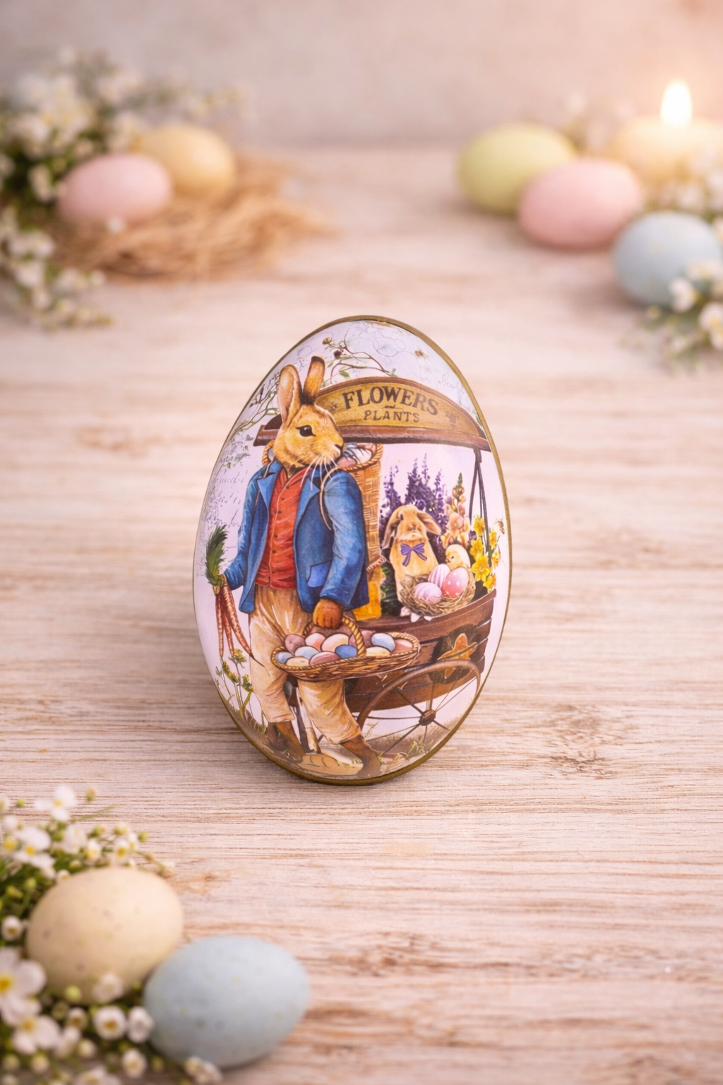 Vintage Easter Egg Tin with Wax Melts | Bunny Retro Metal Box | Scented Wax Melts Gift Set | Easter Gift