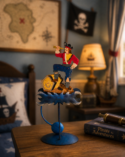 Pendulum Metal Pirate Treasure Chest, Retro Style Collectible Toy, Never Neverland Theme Baptism Decorations