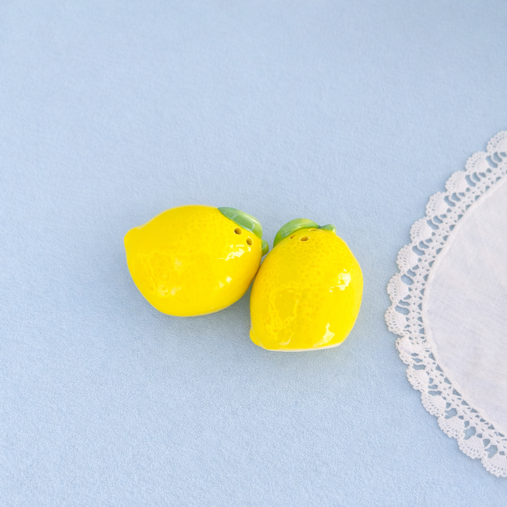 Ceramic Salt And Pepper Shakers, Porcelain Lemon Salt And Pepper Set, Amalfi Coast Kitchen Decor