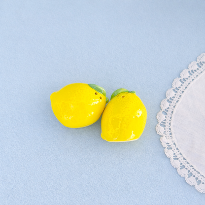 Ceramic Salt And Pepper Shakers, Porcelain Lemon Salt And Pepper Set, Amalfi Coast Kitchen Decor