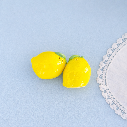 Ceramic Salt And Pepper Shakers, Porcelain Lemon Salt And Pepper Set, Amalfi Coast Kitchen Decor