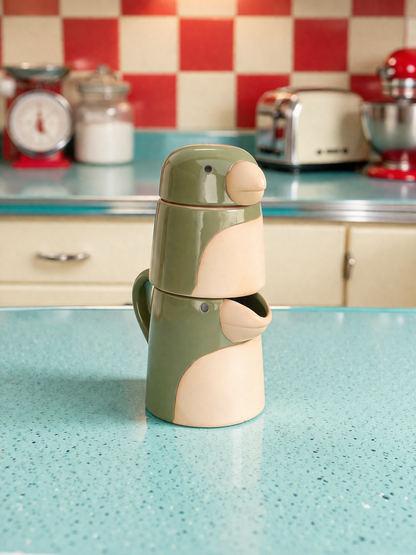 Bird Ceramic Creamer Set, Handmade Ceramic Milk Jug And Sugar Bowl, Silly Bird Breakfast Set