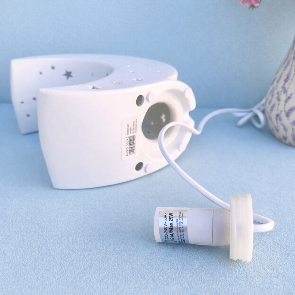 Moon Porcelain Table Lamp, Starry Night Nursery Night Light, Cute Kids Room Nightstand Lamp Decor