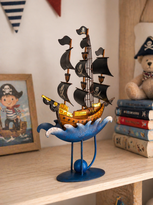 Pendulum Metal Pirate Ship, Vintage Style Toy, Pirate Theme Party Decor