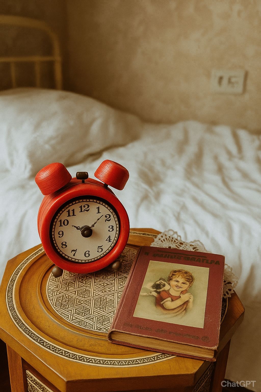 Round Ceramic Coasters Set of 4, Retro Wooden Desk Clock with Clock Face-Shaped Coasters, Funny Gift For Clock Collector