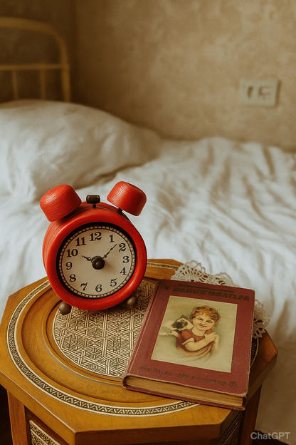 Round Ceramic Coasters Set of 4, Retro Wooden Desk Clock with Clock Face-Shaped Coasters, Funny Gift For Clock Collector