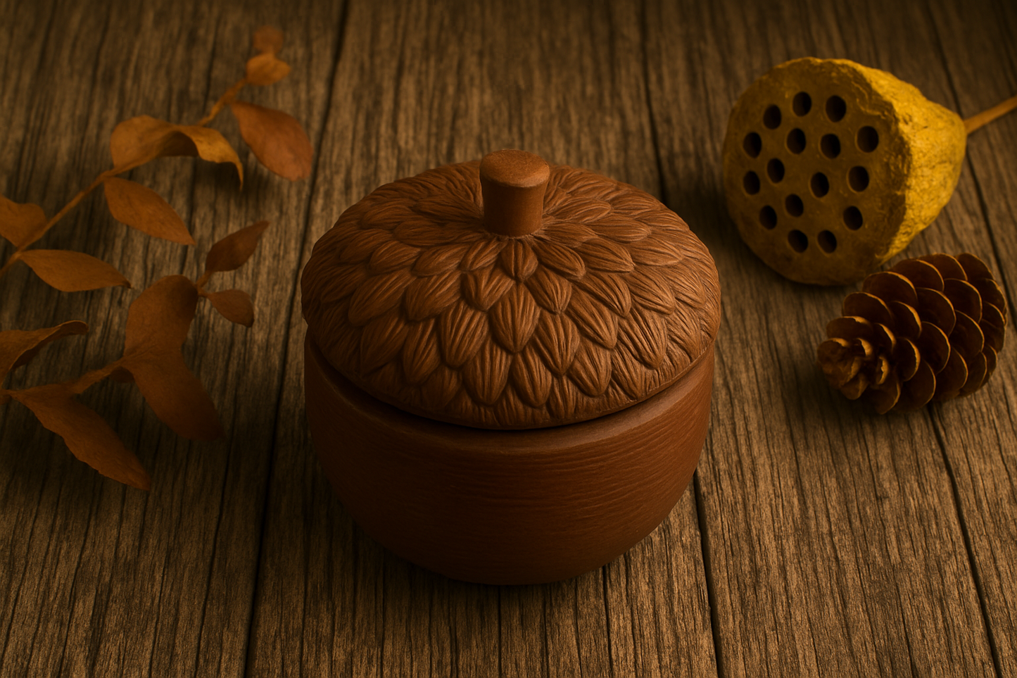 Pinecone Jewelry Set In Porcelain Pinecone Jewelry Box