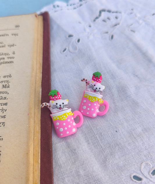 Kitty Cocktail Stud Earrings
